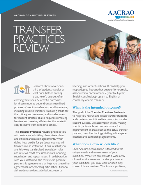 Transfer Practice Review Brochure Cover