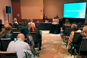 View from the audience as Dr. Keambra Pierson and Beth LaForest of Schoolcraft College shared how their institution leveraged its SEM champions during a session at the 2024 SEM Conference in Boston.