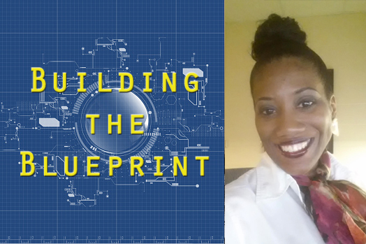 Building the Blueprint logo with photo of Monique.