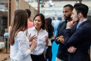 Group of professionals talking.