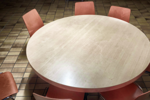 Photograph of a round table.