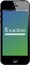 5th generation iPhone displaying the AACRAO app loading screen.