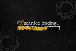 Yellow progress bar at roughly 70% complete with the text "solution loading" above the bar.