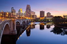 Photo of Minneapolis at a dusk. 